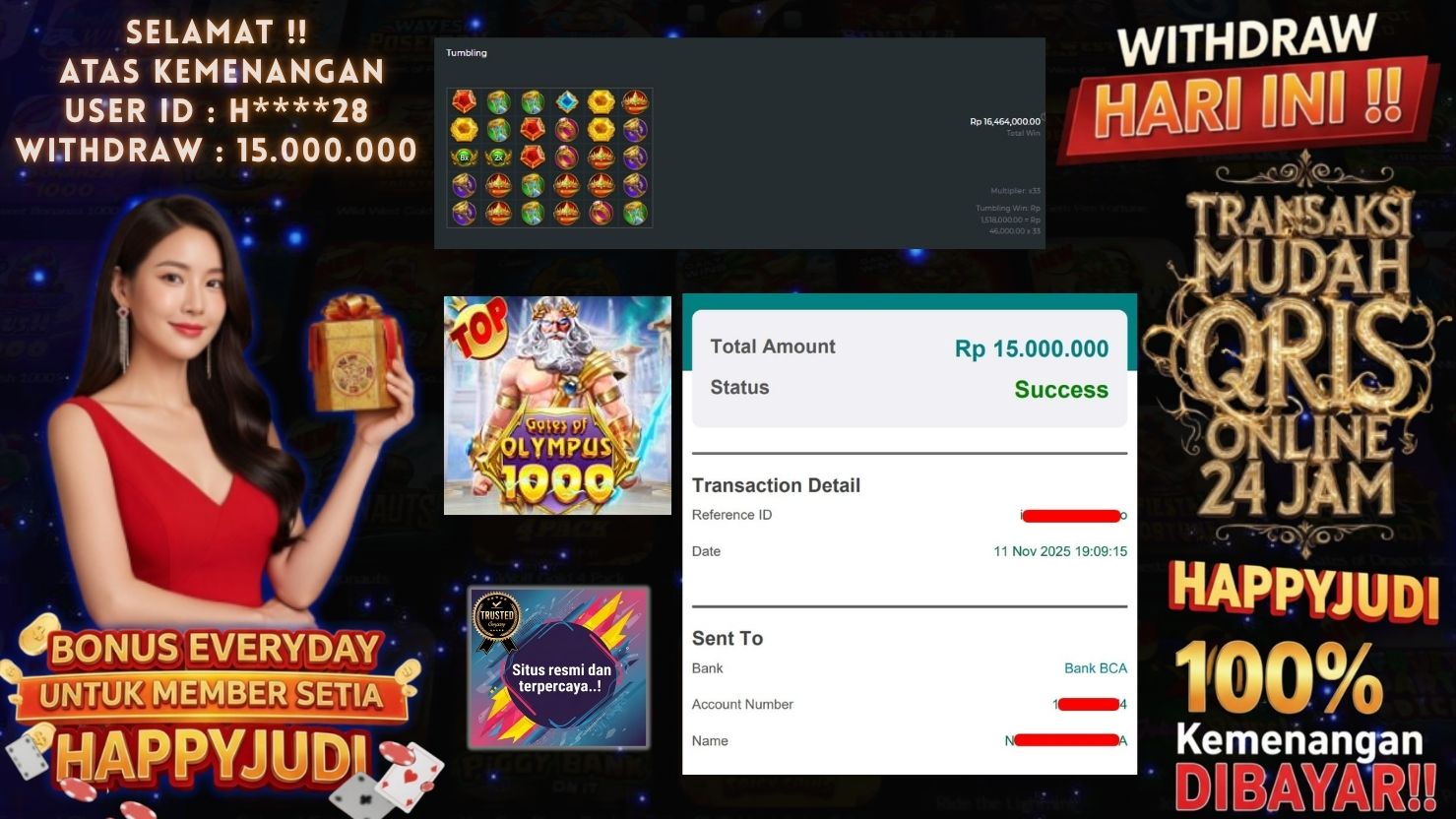 HAPPYJUDI JACKPOT SLOT GATES OF OLYMPUS 1000